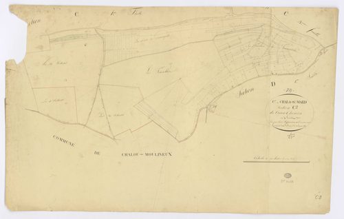 CHALO-SAINT-MARS. - Section C - du Creux Chemin, 2, ech. 1/2500, coul., aquarelle, papier, 63x100 (1825). 