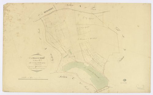 CHALO-SAINT-MARS. - Section C - du Creux Chemin, 3, ech. 1/2500, coul., aquarelle, papier, 62x100 (1825). 