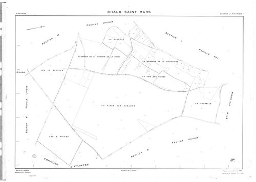 CHALO-SAINT-MARS .- Cadastre révisé pour 1957 : plans de la section J, section M, section N, section O, [4 plans]. 