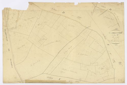 CHALO-SAINT-MARS. - Section E - Veau (le), 2, ech. 1/2500, coul., aquarelle, papier, 66x99 (1825). 