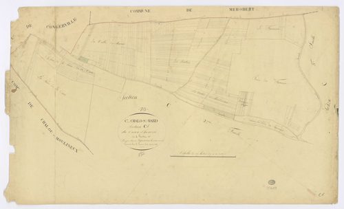 CHALO-SAINT-MARS. - Section C - du Creux Chemin, 1, ech. 1/2500, coul., aquarelle, papier, 61x102 (1825). 