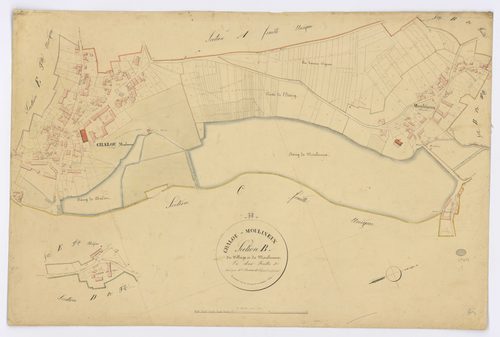 CHALOU-MOULINEUX. - Section B - du Village et de Moulineux, 2, ech. 1/2500, coul., aquarelle, papier, 69x102 (1831). 