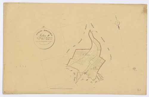 CHALOU-MOULINEUX. - Section B - du Village et de Moulineux, 1, ech. 1/2500, coul., aquarelle, papier, 68x103 (1831). 