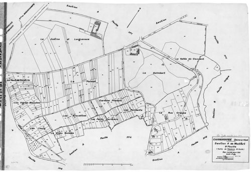 CHAMARANDE .- Cadastre révisé pour 1933 : plans de la section A Montfort 2ème feuille, idem 3ème feuille, idem 4ème feuille ; cadastre révisé pour 1939 : plan de la setion A Montfort 4ème feuille, [4 plans]. 