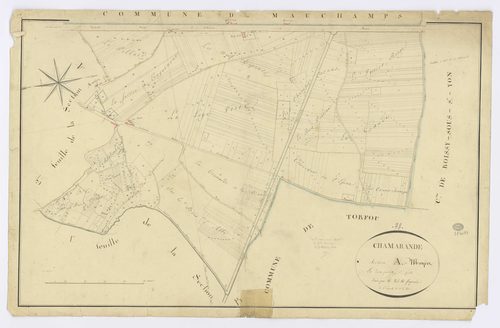 CHAMARANDE. - Section A - Montfort, 1, ech. 1/2500, coul., aquarelle, papier, 63x98 (sd). 