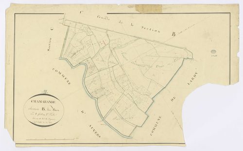 CHAMARANDE. - Section B - Bois (les), 2, ech. 1/2500, coul., aquarelle, papier, 61x98 (sd). 