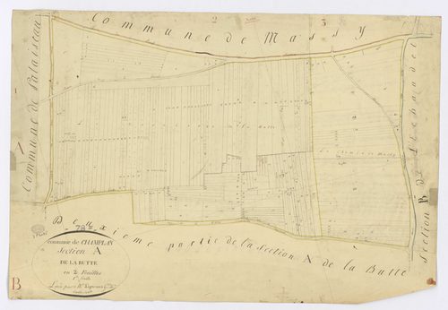 CHAMPLAN. - Section A - Butte (la), 1, ech. 1/1250, coul., aquarelle, papier, 50x72 (1811). 