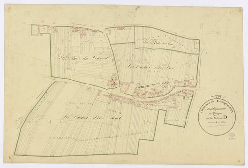 CHAMPMOTTEUX. - Section D - de Champmotteux, (Développement), ech. 1/1250, coul., aquarelle, papier, 58x85 (1813). 