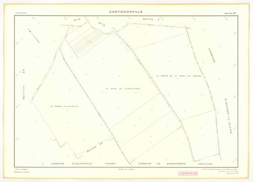 Plans minutes de conservation : CHATIGNONVILLE : tableau d'assemblage n°1, ech. 1/10000 (1933), section A1, ech. 2500, section A2, ech. 1/1250, A3, ech. 1/2500, section B, ech. 1/2500 (1933) ; tableau d'assemblage n°2, ech. 1/5000 (1957), sections A, ech.