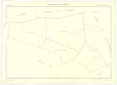 Plans minutes de conservation : CHAUFFOUR-LES-ETRECHY : tableau d'assemblage n°1, ech. 1/10000 (1932), sections A1, A2, A3, A4, ech. 1/1250, sections B1, B2, ech. 1/2500 (1932) ; tableau d'assemblage n°2, ech. 1/5000 (1961), sections A3, A4, ech. 1/1250, 
