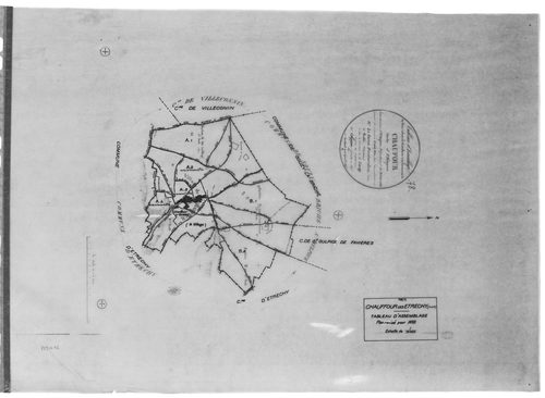 CHAUFFOUR-LES-ETRECHY .- Cadastre révisé pour 1932 : plan du tableau d'assemblage, plans de la section B les Trois maisons 1ère feuille, idem 2ème feuille, [3 plans]. 