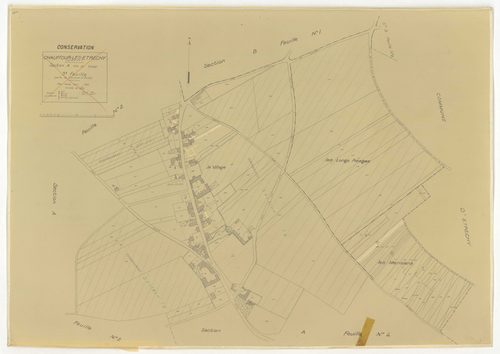 Plans minutes de conservation : CHAUFFOUR-LES-ETRECHY : tableau d'assemblage n°1, ech. 1/10000 (1932), sections A1, A2, A3, A4, ech. 1/1250, sections B1, B2, ech. 1/2500 (1932) ; tableau d'assemblage n°2, ech. 1/5000 (1961), sections A3, A4, ech. 1/1250, 