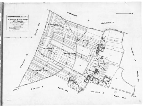 CHEPTAINVILLE .- Cadastre révisé pour 1932 : plan de la section A le Village 6ème feuille,[1 plan]. 