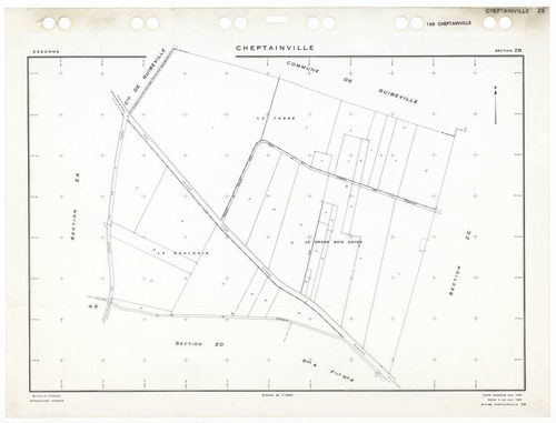 CHEPTAINVILLE, plans minutes de conservation : tableau d'assemblage,1932, Ech. 1/10000 ; plans des sections A4, A5, B1, B2, B3, B4, B5, C1, C2, C3, 1932, Ech. 1/1250, section C4, 1932, Ech. 1/2500, sections ZA, ZB, ZC, ZD, ZE, ZH, ZI, ZK, ZL, ZM, 1955, Ec