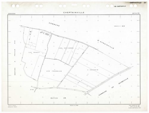 CHEPTAINVILLE, plans minutes de conservation : tableau d'assemblage,1932, Ech. 1/10000 ; plans des sections A4, A5, B1, B2, B3, B4, B5, C1, C2, C3, 1932, Ech. 1/1250, section C4, 1932, Ech. 1/2500, sections ZA, ZB, ZC, ZD, ZE, ZH, ZI, ZK, ZL, ZM, 1955, Ec