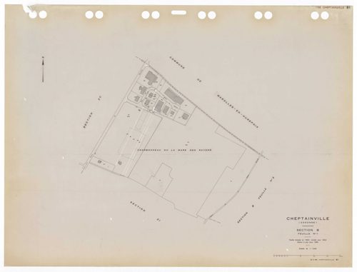 CHEPTAINVILLE, plans minutes de conservation : tableau d'assemblage,1932, Ech. 1/10000 ; plans des sections A4, A5, B1, B2, B3, B4, B5, C1, C2, C3, 1932, Ech. 1/1250, section C4, 1932, Ech. 1/2500, sections ZA, ZB, ZC, ZD, ZE, ZH, ZI, ZK, ZL, ZM, 1955, Ec