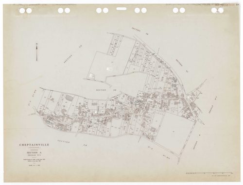 CHEPTAINVILLE, plans minutes de conservation : tableau d'assemblage,1932, Ech. 1/10000 ; plans des sections A4, A5, B1, B2, B3, B4, B5, C1, C2, C3, 1932, Ech. 1/1250, section C4, 1932, Ech. 1/2500, sections ZA, ZB, ZC, ZD, ZE, ZH, ZI, ZK, ZL, ZM, 1955, Ec