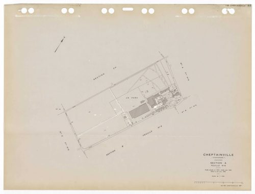 CHEPTAINVILLE, plans minutes de conservation : tableau d'assemblage,1932, Ech. 1/10000 ; plans des sections A4, A5, B1, B2, B3, B4, B5, C1, C2, C3, 1932, Ech. 1/1250, section C4, 1932, Ech. 1/2500, sections ZA, ZB, ZC, ZD, ZE, ZH, ZI, ZK, ZL, ZM, 1955, Ec