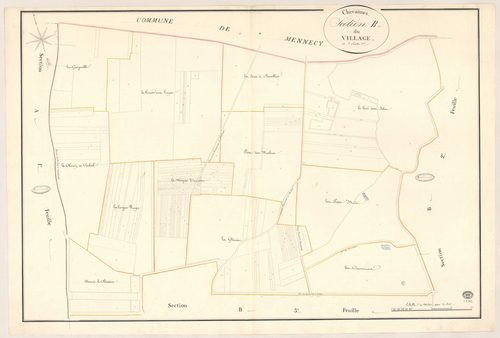 CHEVANNES. - Section B : Village (le), 1ère feuille. 