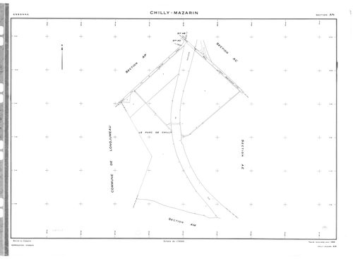 CHILLY-MAZARIN .- Cadastre révisé pour 1968 : plan du tableau d'assemblage, plans de la section AB, section AC, section AL, section AN, section AP, [4 plans]. 