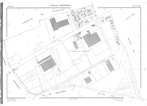CHILLY-MAZARIN .- Cadastre révisé pour 1968 : plan du tableau d'assemblage, plans de la section AB, section AC, section AL, section AN, section AP, [4 plans]. 