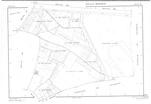 CHILLY-MAZARIN .- Cadastre révisé pour 1968 : plan du tableau d'assemblage, plans de la section AB, section AC, section AL, section AN, section AP, [4 plans]. 