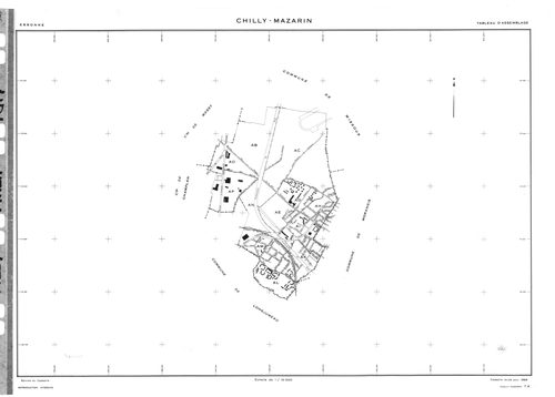 CHILLY-MAZARIN .- Cadastre révisé pour 1968 : plan du tableau d'assemblage, plans de la section AB, section AC, section AL, section AN, section AP, [4 plans]. 