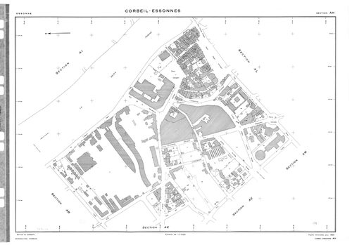 CORBEIL-ESSONNES .- Cadastre révisé pour 1968 : plan du tableau d'assemblage , plans de la section AB, section AC, section AD, section AE, section AH, section AI, section AK, section AL, section AM, section AN, section AO, section AP, section AR, section 