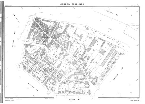 CORBEIL-ESSONNES .- Cadastre révisé pour 1968 : plan du tableau d'assemblage , plans de la section AB, section AC, section AD, section AE, section AH, section AI, section AK, section AL, section AM, section AN, section AO, section AP, section AR, section 