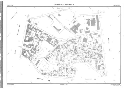 CORBEIL-ESSONNES .- Cadastre révisé pour 1968 : plan du tableau d'assemblage , plans de la section AB, section AC, section AD, section AE, section AH, section AI, section AK, section AL, section AM, section AN, section AO, section AP, section AR, section 