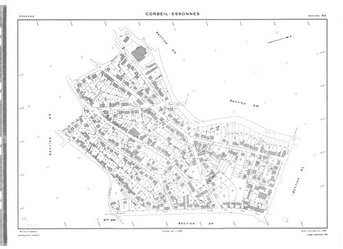CORBEIL-ESSONNES .- Cadastre révisé pour 1968 : plan du tableau d'assemblage , plans de la section AB, section AC, section AD, section AE, section AH, section AI, section AK, section AL, section AM, section AN, section AO, section AP, section AR, section 