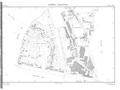 CORBEIL-ESSONNES .- Cadastre révisé pour 1968 : plan du tableau d'assemblage , plans de la section AB, section AC, section AD, section AE, section AH, section AI, section AK, section AL, section AM, section AN, section AO, section AP, section AR, section 