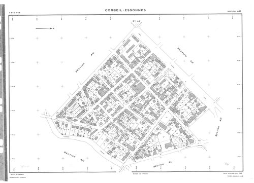 CORBEIL-ESSONNES .- Cadastre révisé pour 1968 : plan du tableau d'assemblage , plans de la section AB, section AC, section AD, section AE, section AH, section AI, section AK, section AL, section AM, section AN, section AO, section AP, section AR, section 
