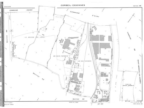 CORBEIL-ESSONNES .- Cadastre révisé pour 1968 : plan du tableau d'assemblage , plans de la section AB, section AC, section AD, section AE, section AH, section AI, section AK, section AL, section AM, section AN, section AO, section AP, section AR, section 