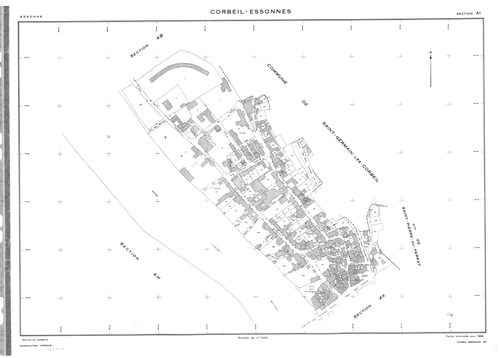 CORBEIL-ESSONNES .- Cadastre révisé pour 1968 : plan du tableau d'assemblage , plans de la section AB, section AC, section AD, section AE, section AH, section AI, section AK, section AL, section AM, section AN, section AO, section AP, section AR, section 