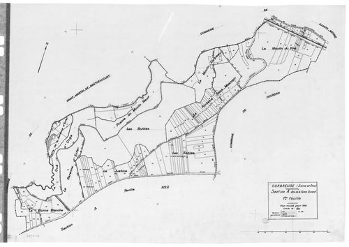 CORBREUSE .- Cadastre révisé pour 1940 : plan du tableau d'assemblage , plans de la section A la Ferme Durand 1ère feuille, idem 2ème feuille, section B le Village 1ère feuille, idem 2ème feuille, idem 3ème feuille, section C le Trouvillier 1ère feuille, 