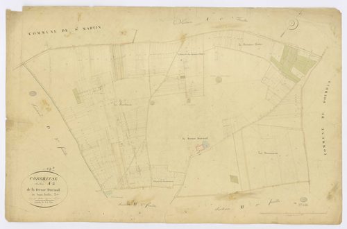 CORBREUSE. - Section A - Ferme Durand (la), 2, ech. 1/2500, coul., aquarelle, papier, 65x101 (1828). 