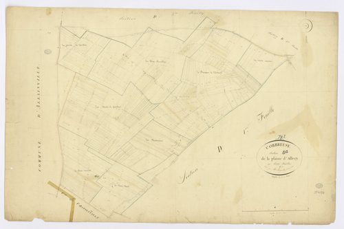 CORBREUSE. - Section D - Plaine d'Allery (la), 2, ech. 1/2500, coul., aquarelle, papier, 65x100 (1828). 