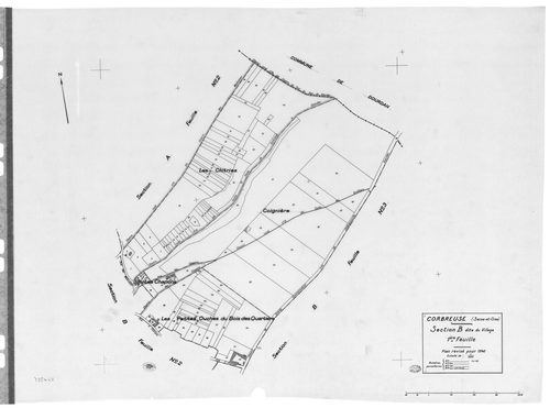 CORBREUSE .- Cadastre révisé pour 1940 : plan du tableau d'assemblage , plans de la section A la Ferme Durand 1ère feuille, idem 2ème feuille, section B le Village 1ère feuille, idem 2ème feuille, idem 3ème feuille, section C le Trouvillier 1ère feuille, 