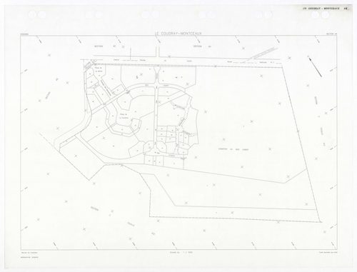 COUDRAY-MONTCEAUX (LE), plans minutes de conservation : tableau d'assemblage, 1937, Ech. 1/10000 ; plans des sections Bu, Cl, C2, D1, D2, 1937, Ech. 1/2500, section ZA, 1964, Ech. 1/2000, sections AH, AI, 1990, Ech. 1/1000, sections AA, AB, AC, AD, AE, 19