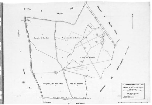 COUDRAY-MONTCEAU (le) .- Cadastre révisé pour 1937 : plans de la section C Montceaux et Plessis 2ème feuille, section D Sainte Radegonde 2ème feuille, [2 plans]. 