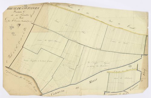 COURANCES. - Section C - Rochettes (les), ech. 1/2500, coul., aquarelle, papier, 65x100 (1813). 