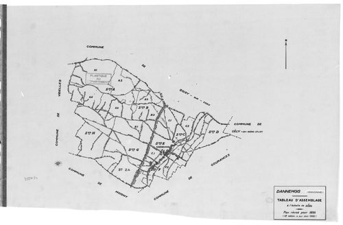 DANNEMOIS.- Cadastre révisé pour 1935 : plan du tableau d'assemblage, plans de la section A les Bois de Dannemois 1ère feuille, idem 3ème feuille, idem 4ème feuille, section B la Justice 1ère feuille, idem 2ème feuille, section C Limery 1ère feuille, sect