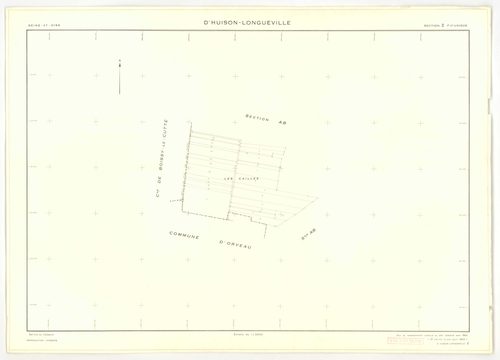 Plans minutes de conservation : D'HUISON-LONGUEVILLE : tableau d'assemblage, ech. 1/1000 (1963), sections D1, D2, ech. 1/2500, sections AB, AI, ZA, ZB, ZC, ZD, ech. 1/2000, sections AC, AD, AE, AH, ech. 1/1000 (1963) ; section Z (2 feuillets), ech. 1/2000