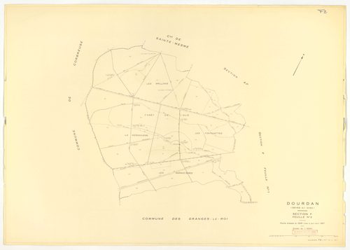 Plans minutes de conservation : DOURDAN : tableau d'assemblage, ech. 1/10000 (1967), sections A, F2, ech. 1/5000 (1967), sections B1, B2, C, F1, ech. 1/2500 (1967), sections AB, AE, AK, AL, AP, ZB, ech. 1/2000 (1967), sections AC, AD, AH, AI, AM, AN, AO, 