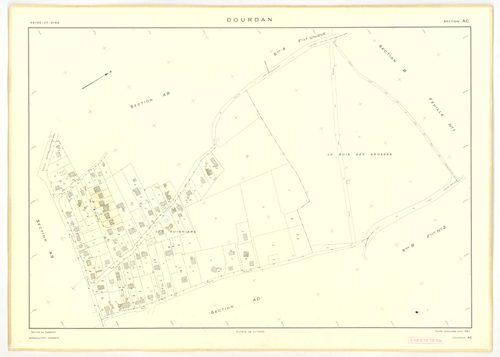 Plans minutes de conservation : DOURDAN : tableau d'assemblage, ech. 1/10000 (1967), sections A, F2, ech. 1/5000 (1967), sections B1, B2, C, F1, ech. 1/2500 (1967), sections AB, AE, AK, AL, AP, ZB, ech. 1/2000 (1967), sections AC, AD, AH, AI, AM, AN, AO, 
