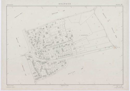 DOURDAN, plans minutes de conservation : tableau d'assemblage, 1967, Ech. 1/10000 ; plans des sections A, F2, 1967, Ech. 1/5000, sections AB, AE, AK, AL, AP, 1967, Ech. 1/2000, sections AC, AD, AH, AI, AM, AN, AO, AR, AS, AT, AV, 1967, Ech. 1/1000, sectio