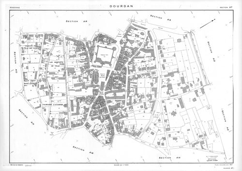 DOURDAN.- Cadastre révisé pour 1967 : plan du tableau d'assemblage, plans de la section A, section B 1ère feuille, idem 2ème feuille, section C, section F 1ère feuille, idem 2ème feuille ; cadastre renouvelé pour 1967 : plans de la section AB, section AC,