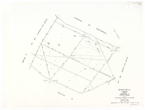 DRAVEIL, plans minutes de conservation : tableau d'assemblage,1967, Ech. 1/10000, tableau d'assemblage 1, 1967, Ech. 1/5000, tableau d'assemblage 2, 1967, Ech. 1/5000 ; plans des sections AD, AE, AH, AI, AK, AL, AM, AN, AO, AP, AR, AS, AT, AV, AW, AX, BC,