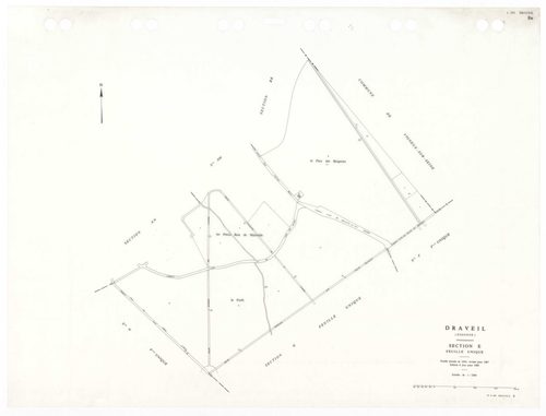 DRAVEIL, plans minutes de conservation : tableau d'assemblage,1967, Ech. 1/10000, tableau d'assemblage 1, 1967, Ech. 1/5000, tableau d'assemblage 2, 1967, Ech. 1/5000 ; plans des sections AD, AE, AH, AI, AK, AL, AM, AN, AO, AP, AR, AS, AT, AV, AW, AX, BC,